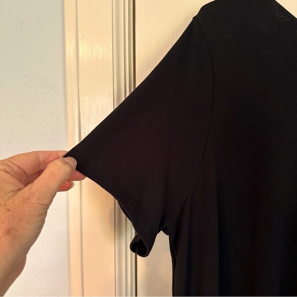 ASOS Basic Black Dress Short Sleeve High Low Ruffle Hem Soft Stretcy Size 16 - Picture 5 of 10